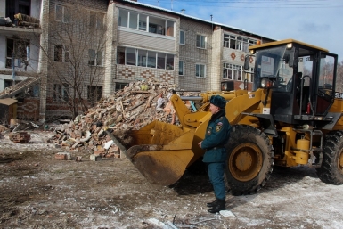 Дом, пострадавший от взрыва газа Пресс-служба губернатора и правительства Хабаровского края